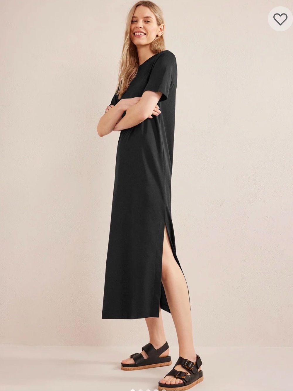 BODEN Navy Jersey Midi T-Shirt Dress size UK 10 US 6 Regular Small 100% Cotton